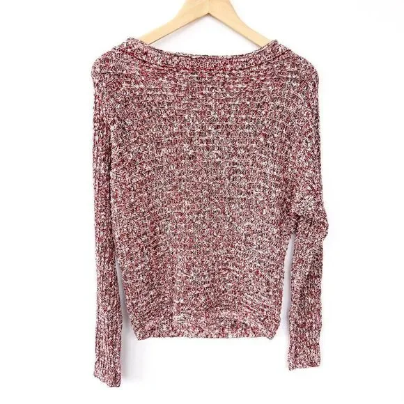 Abercrombie & Fitch Red Black White Marled Long Sleeve Knitted Sweater Small - Picture 6 of 8